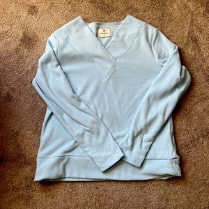 NWOT Dudley Stephens Valley V Neck Terry Fleece in Icing Blue Size Medium